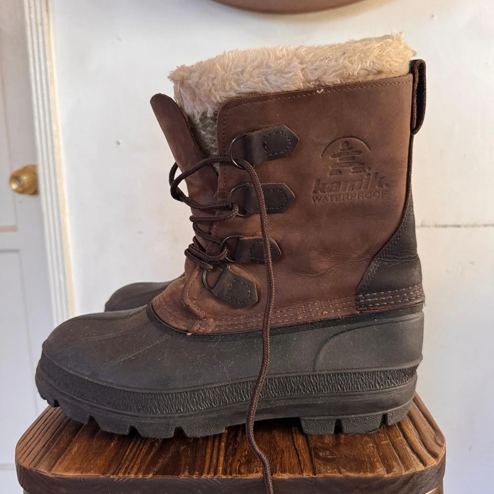 Kamik Waterproof Insulated Winter Snow Boots Comfortemp Brown Mens Size 8